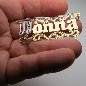 14k Gold Name Plate DONNA Hand Made